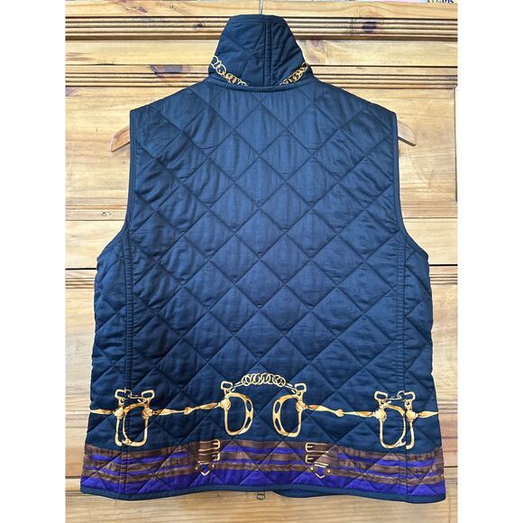 Lauren Ralph Lauren Black and Purple Quilted Vest with Gold Details - Picture 4 of 10